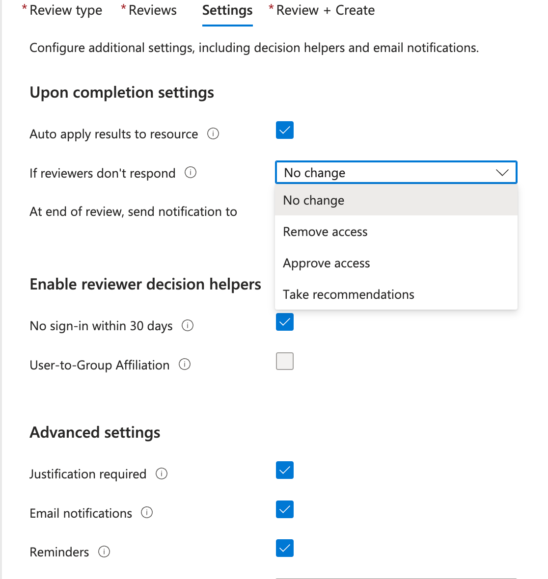 Customize Review Settings