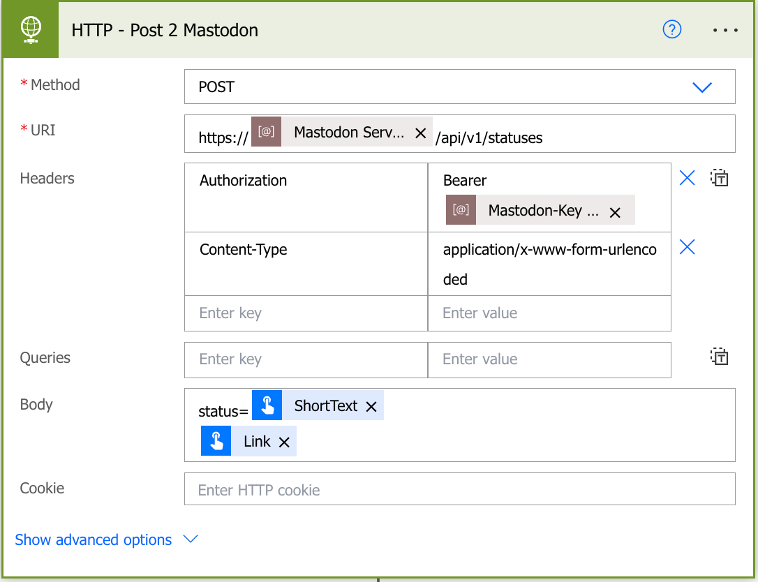 HTTP Request to Mastodon API