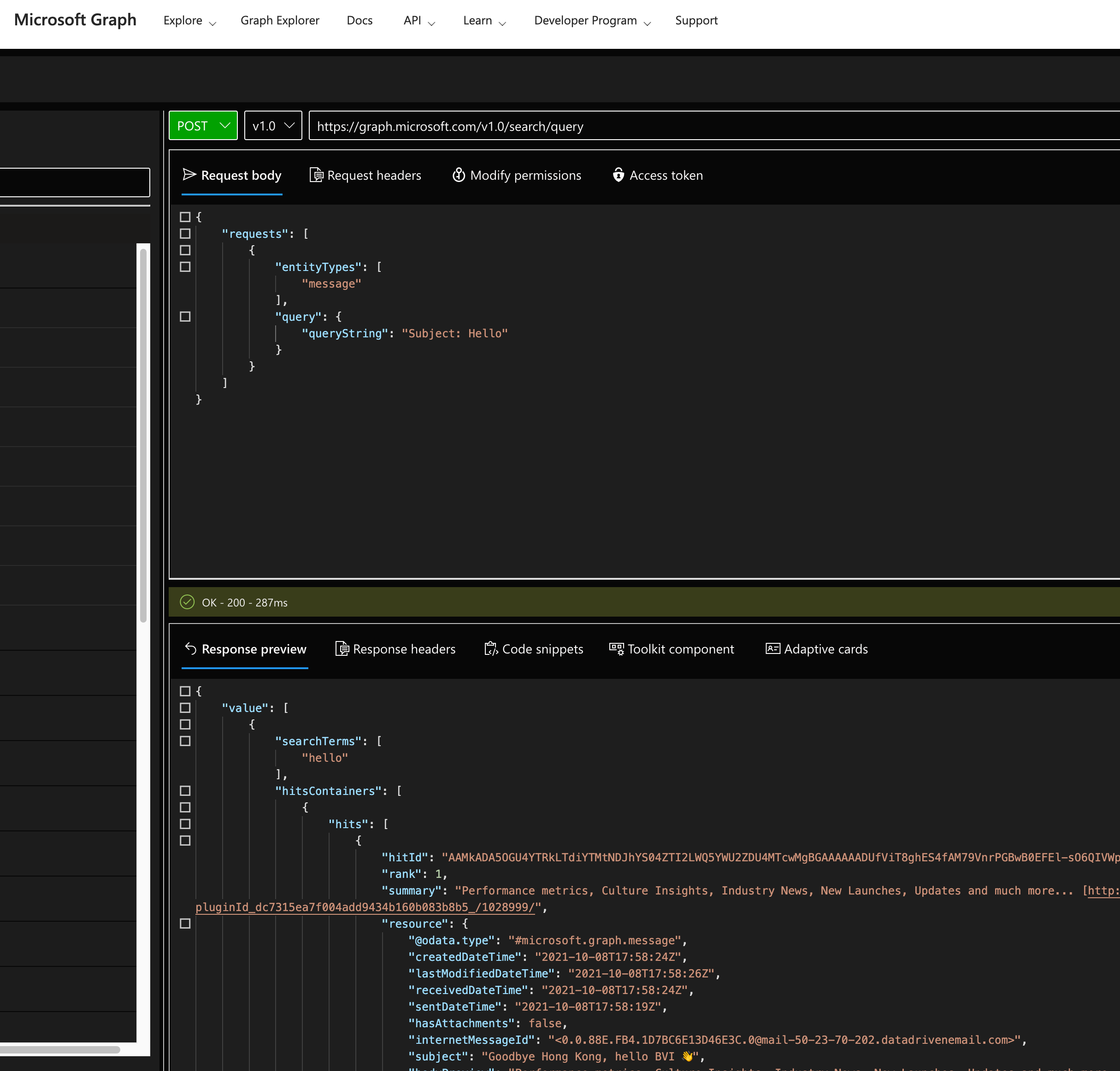Picture of the Graph Explorer